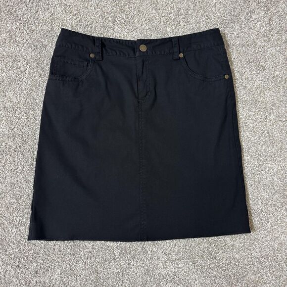 Tori Richard Skirt Womens 4 Black Cotton Stretch A-Line 5 Pocket Zip Fly Twill - Picture 1 of 11